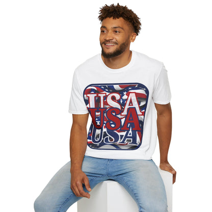 RED White and Blue USA Patriot Light colors Unisex T-Shirt by cypherpunkgear.com
