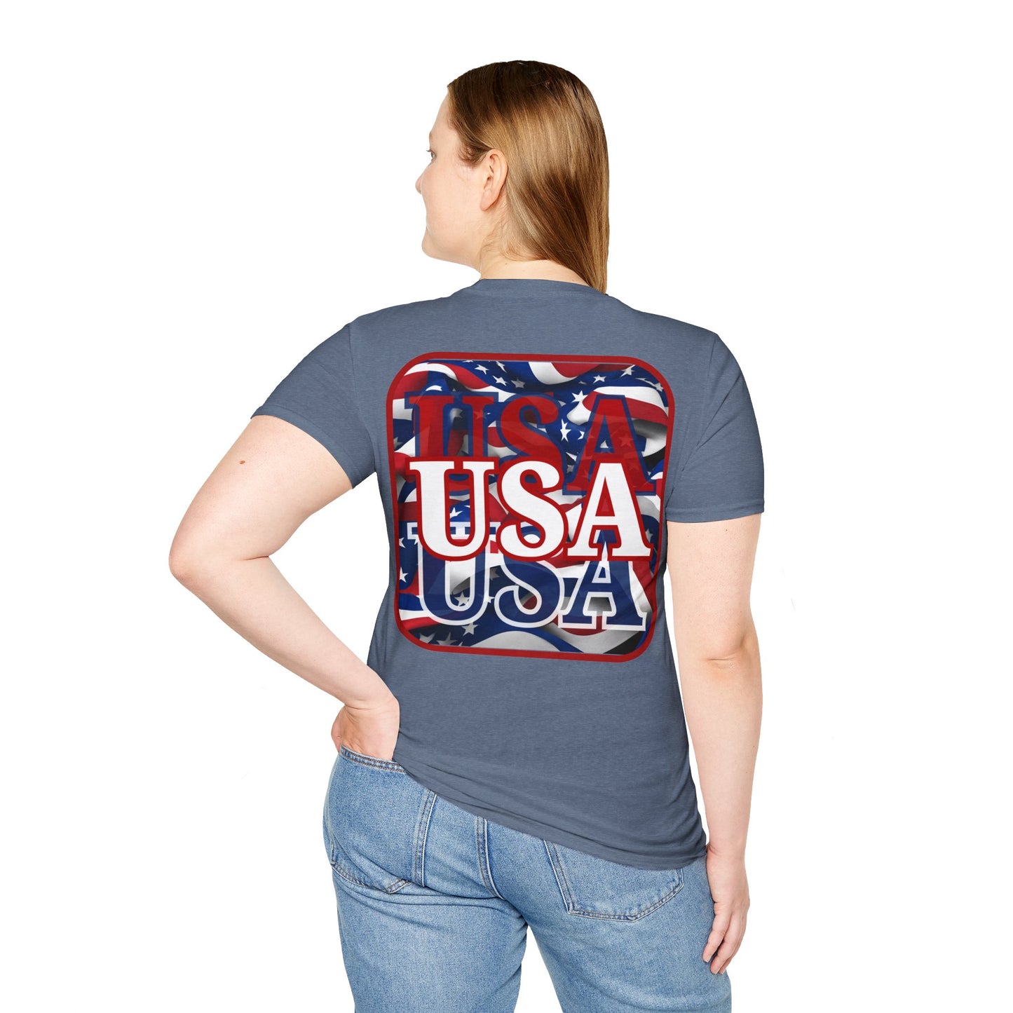 2-sided Red WHITE and Blue USA Patriot DKcolors Unisex T-Shirt by cypherpunkgear