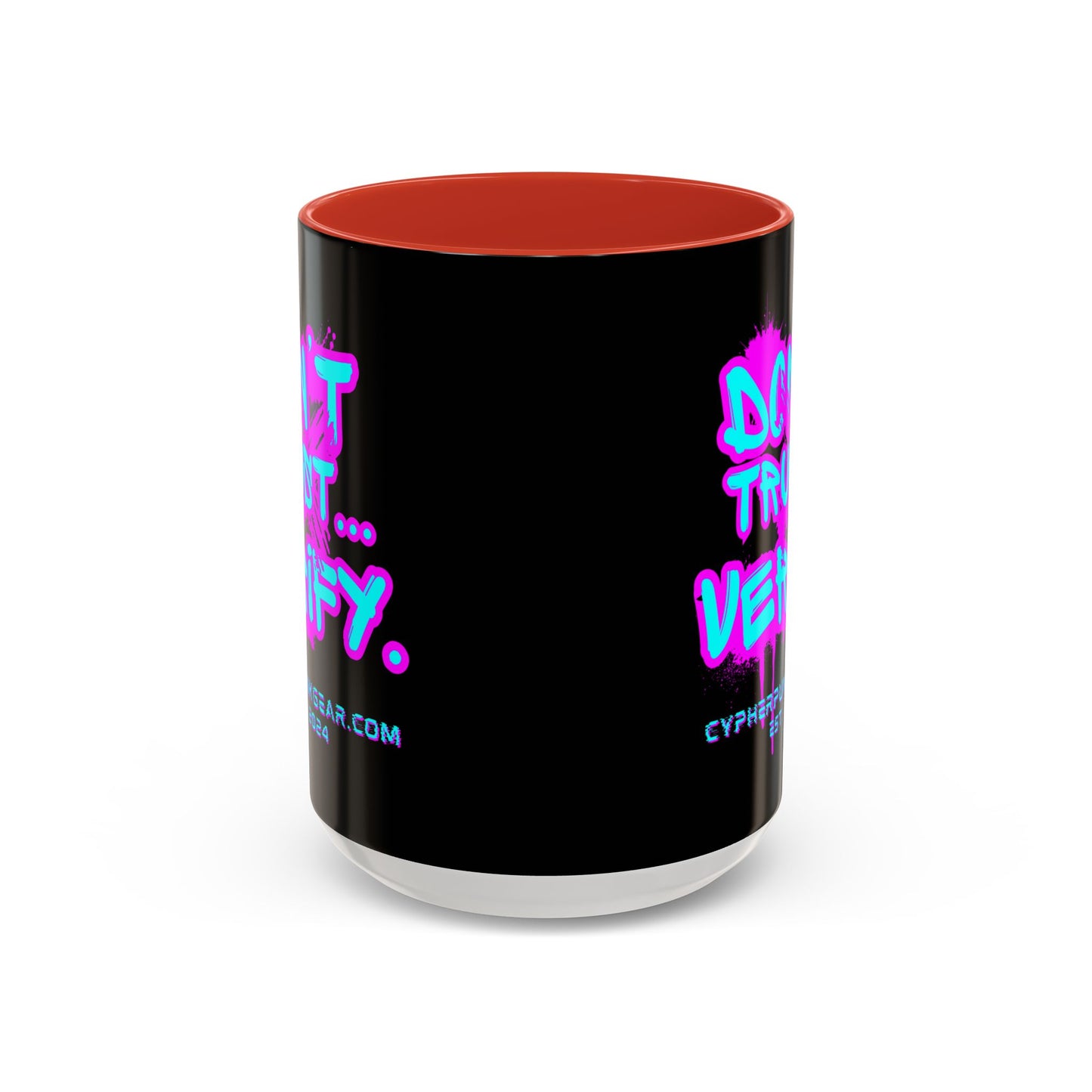 Don't Trust...Verify. Black Accent Mug by cypherpunkgear.com