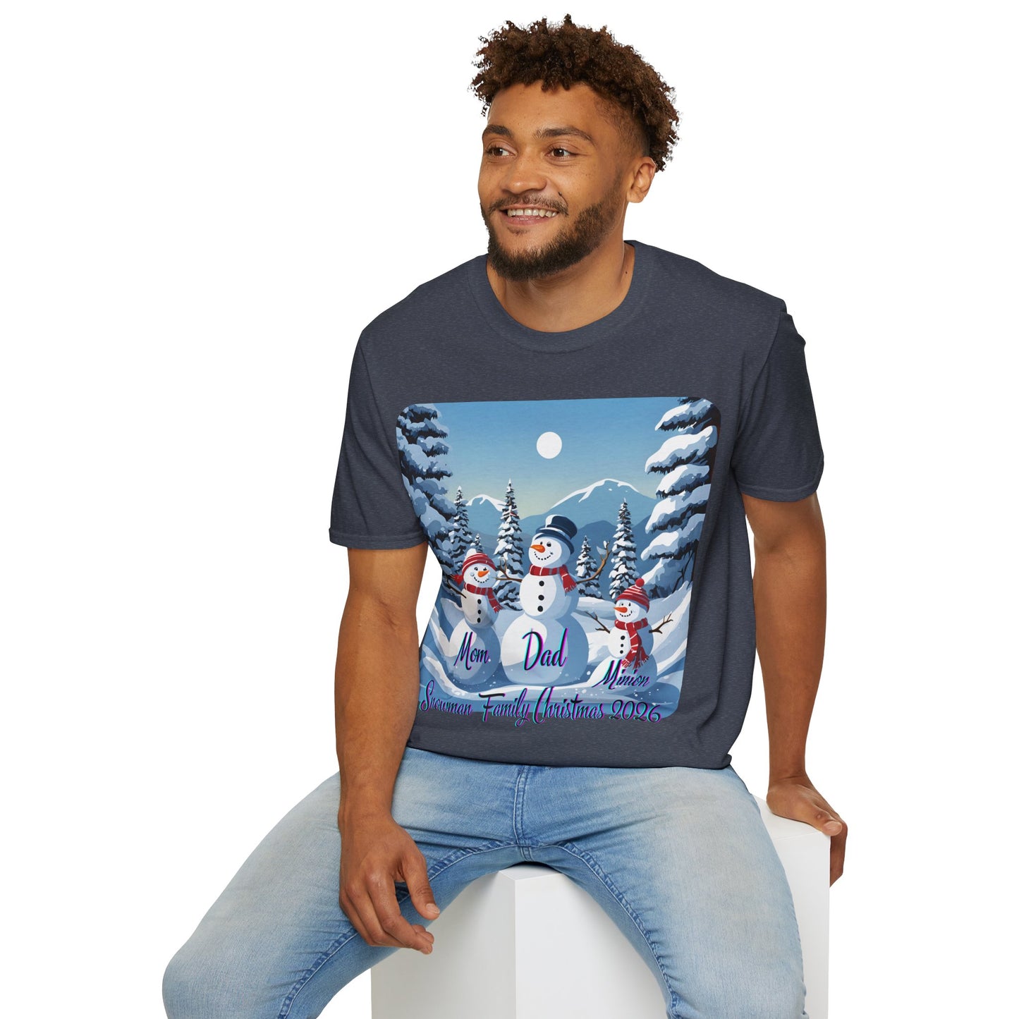Snowman Family of 3 Dark colors Unisex T-Shirt by cypherpunkgear.com