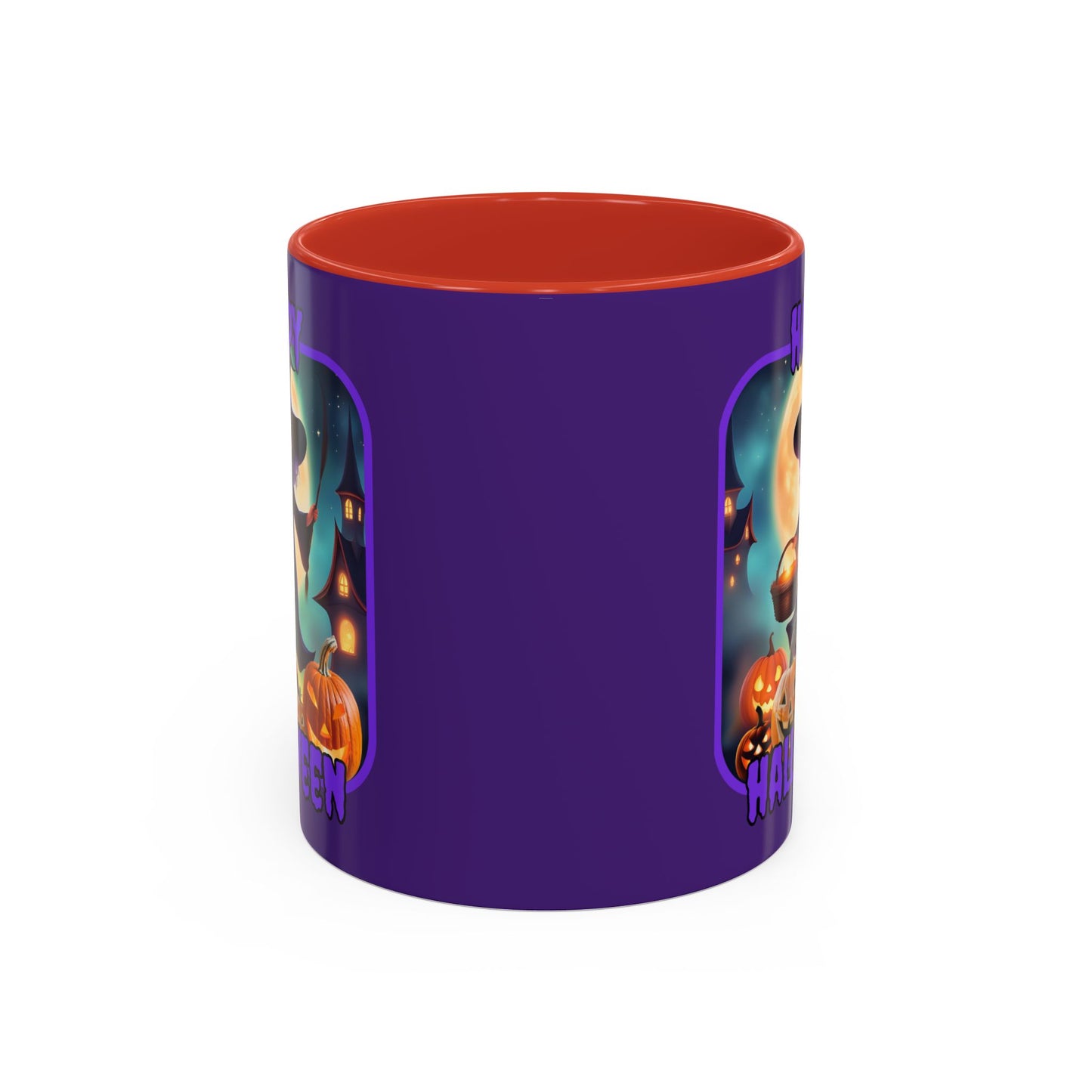 Happy Halloween Little Witch Purple font Purple Accent Mug by CreepyCrafts.boo