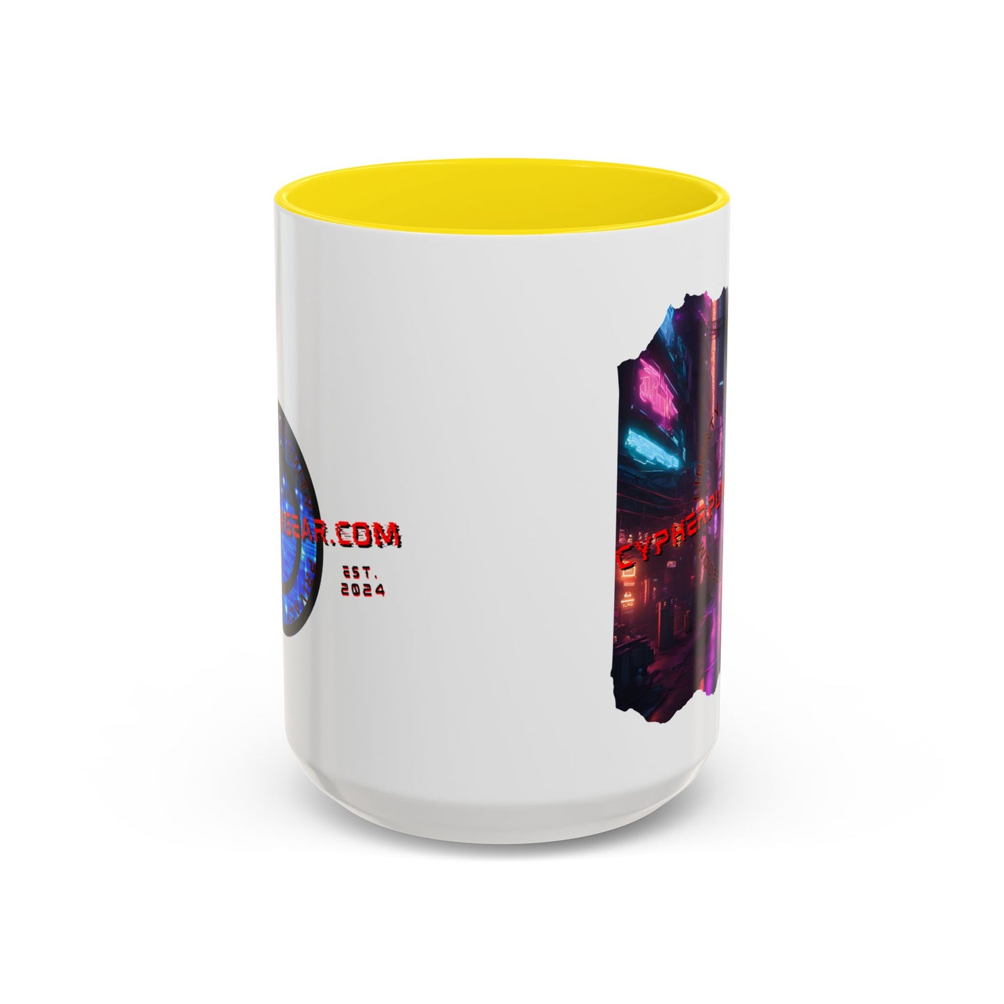 2-sided, cypherpunkgear.com Logo & Cityscape Accent Mug by cypherpunkgear.com