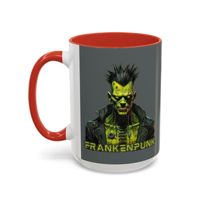 Frankenpunk Grey Accent Mug by CreepyCrafts.boo