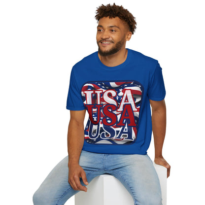 RED White and Blue USA Patriot Dark colors Unisex T-Shirt by cypherpunkgear.com
