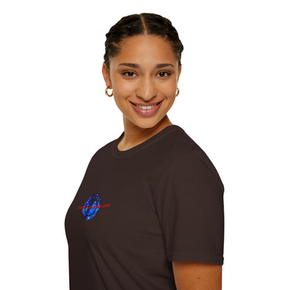 2-sided, cypherpunkgear.com Logo & Cityscape Dark colors Unisex T-Shirt by cypherpunkgear.com