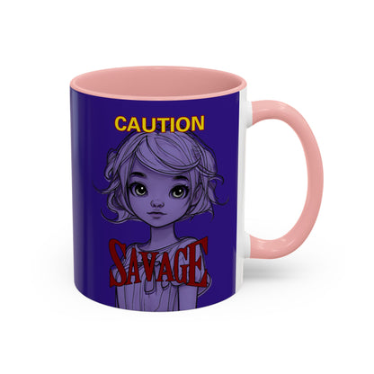Caution, Savage Dark Purple Accent Mug by cypherpunkgear.com