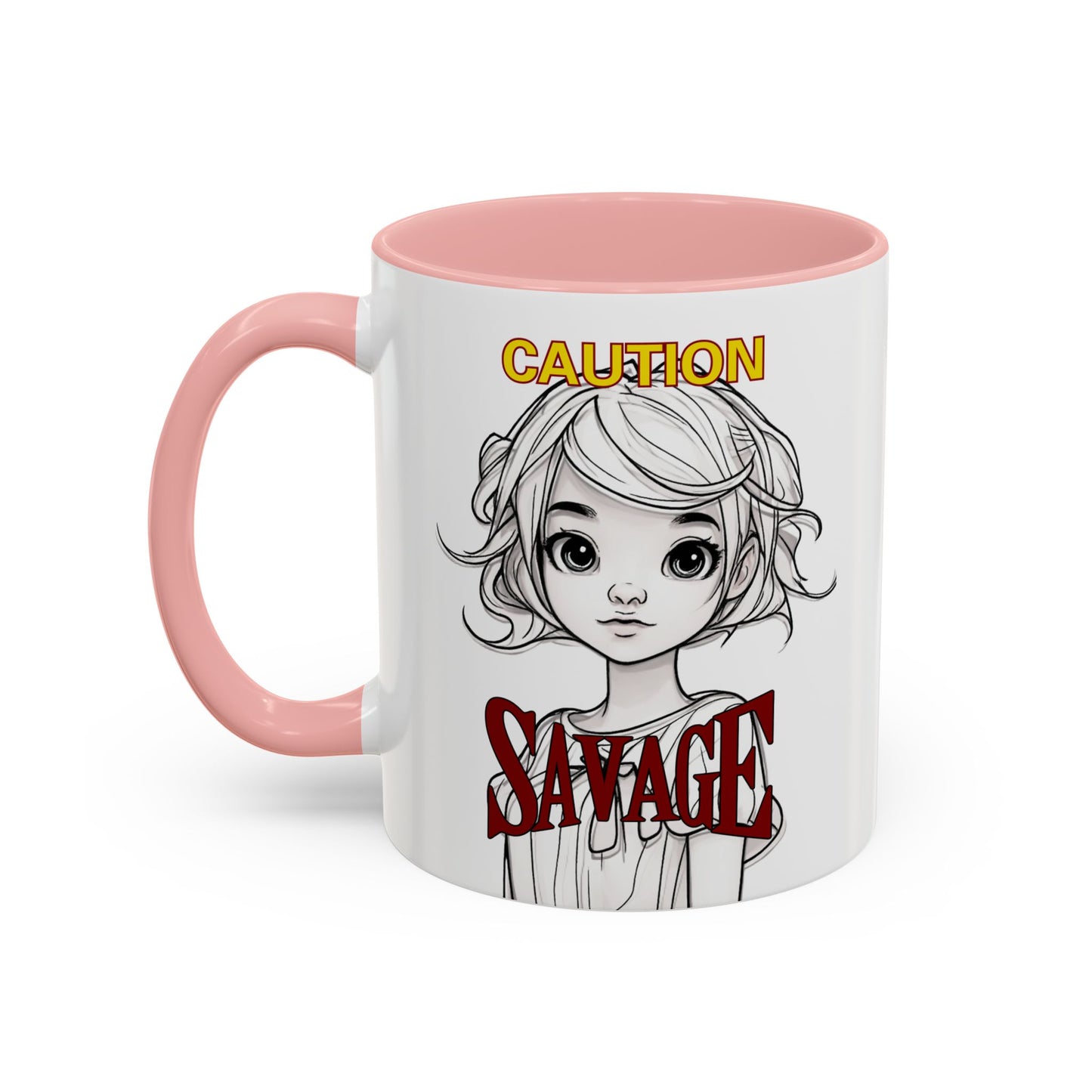 Caution, Savage White Accent Mug by cypherpunkgear.com