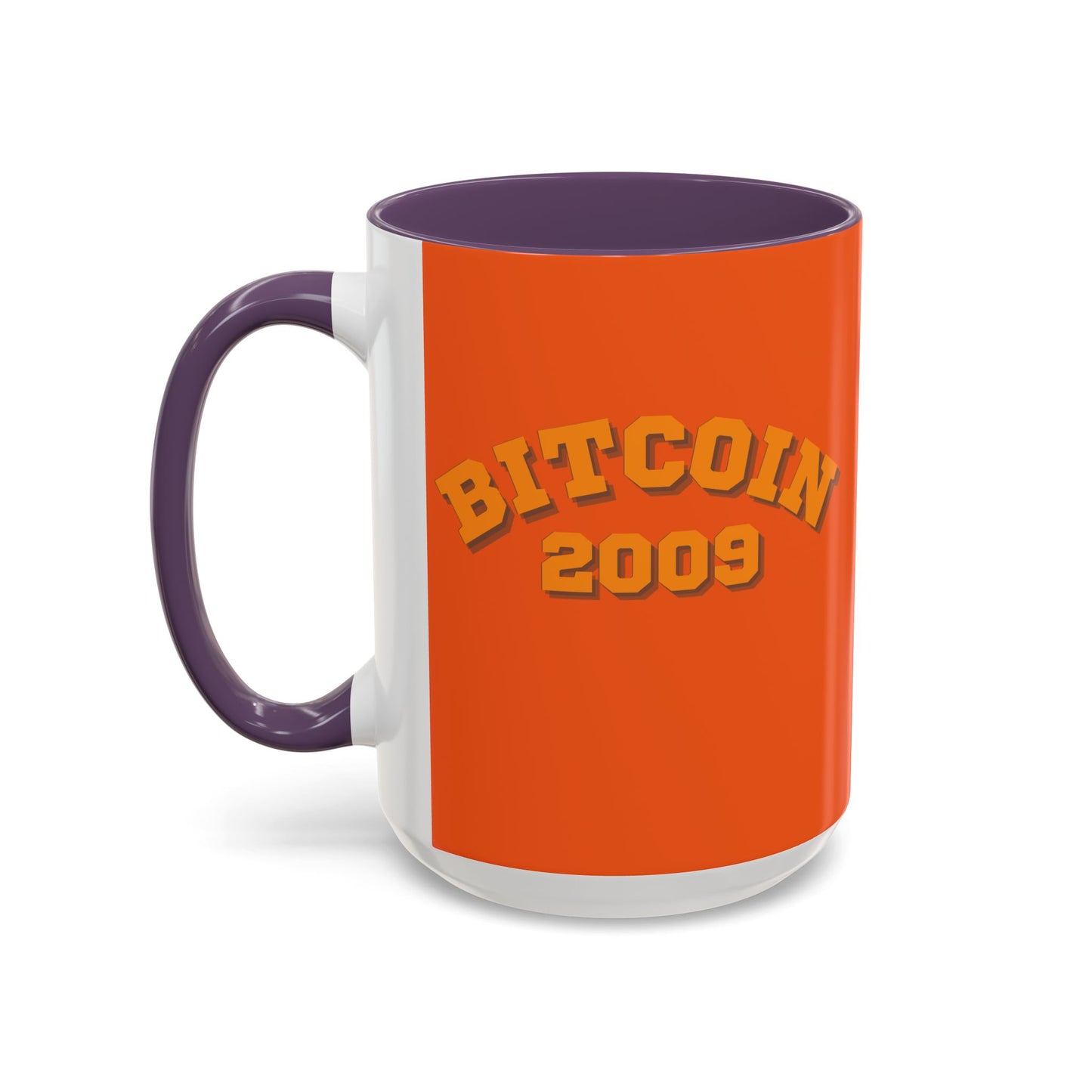 Bitcoin 2009 Orange Accent Mug by cypherpunkgear.com