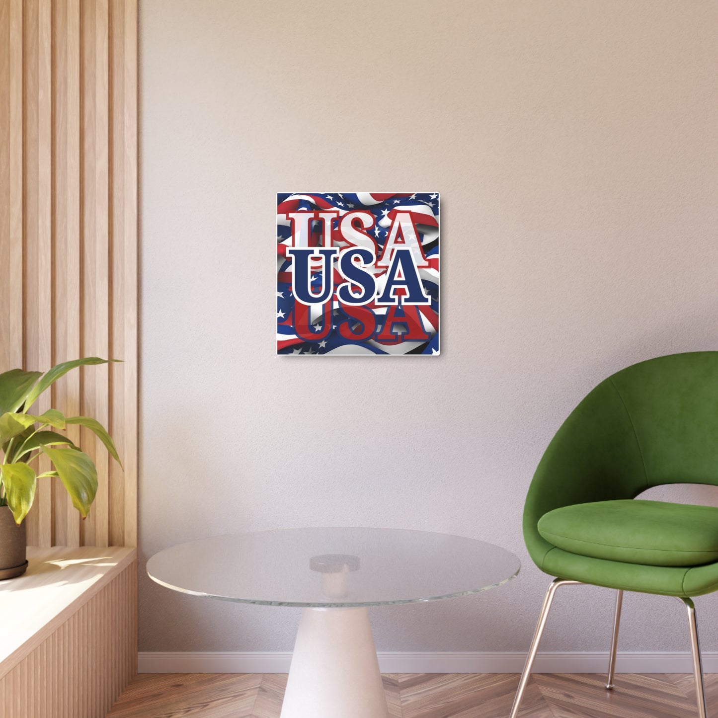 USA! USA! USA Blue Center Metal Art Sign by cypherpunkgear