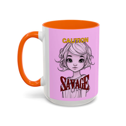 Caution, Savage Pink Accent Mug by cypherpunkgear.com