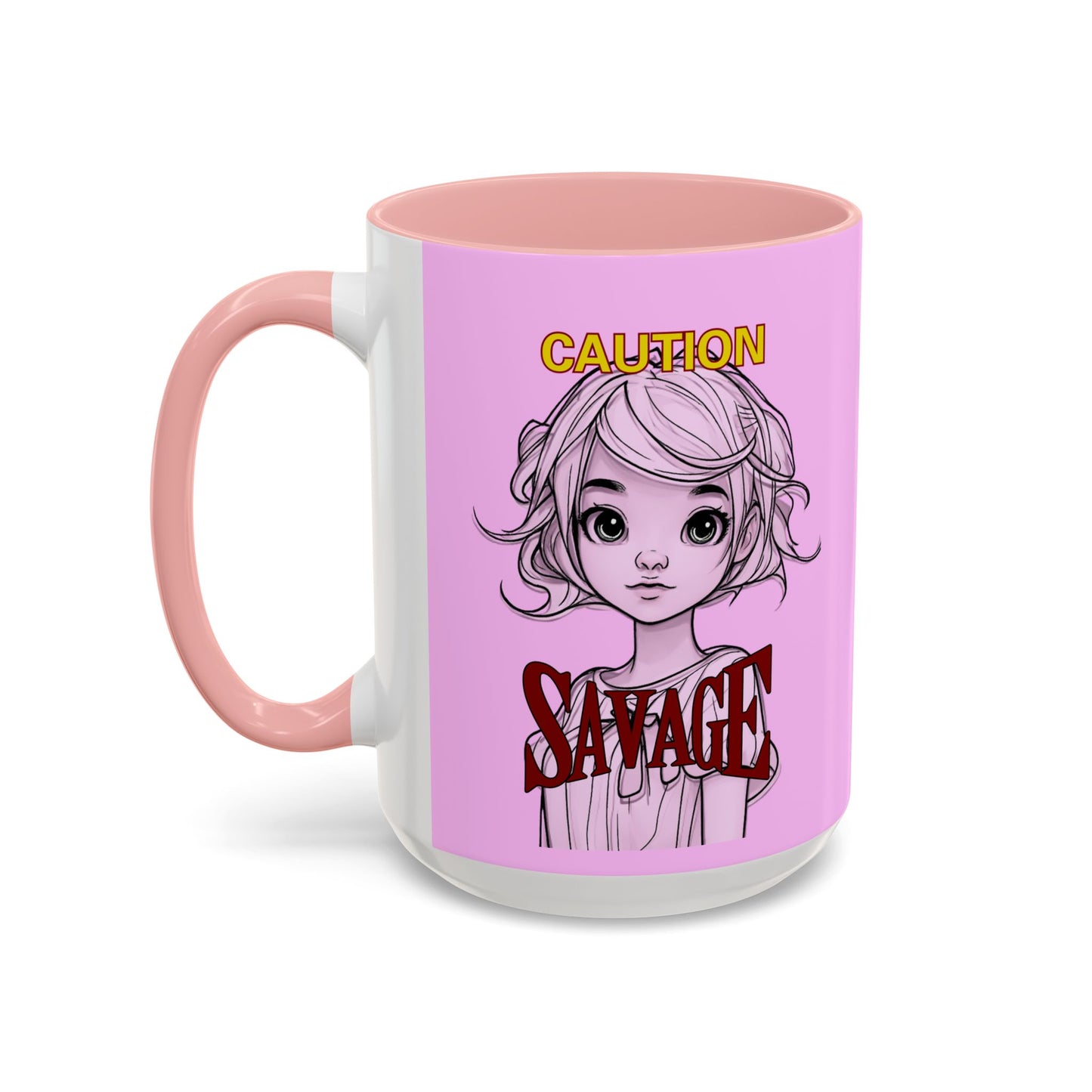 Caution, Savage Pink Accent Mug by cypherpunkgear.com