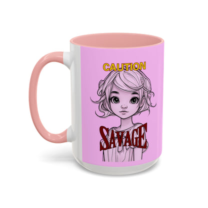 Caution, Savage Pink Accent Mug by cypherpunkgear.com