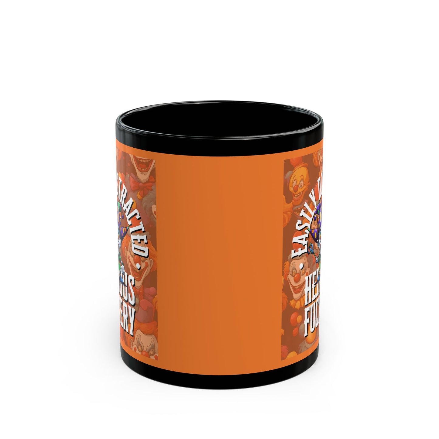 Easily Distracted by Heinous Fuckery Little Jinx Orange Mug by cypherpunkgear.com