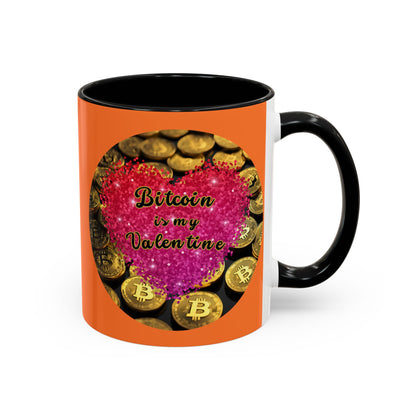 Bitcoin is My Valentine Orange Accent Mug by cypherpunkgear.com