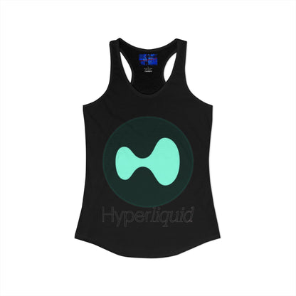 Hyperliquid Black font Women's Racerback Tank Top by cypherpunkgear.com