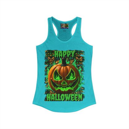 Happy Halloween Green Jack Women's Racerback Tank Top by CreepyCrafts.boo