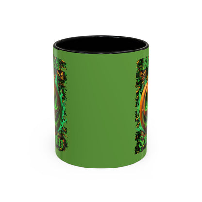 Blessed Samhain Green Jack Green Accent Mug by CreepyCrafts.boo
