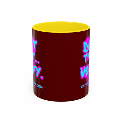 Don't Trust...Verify. Red Accent Mug by cypherpunkgear.com