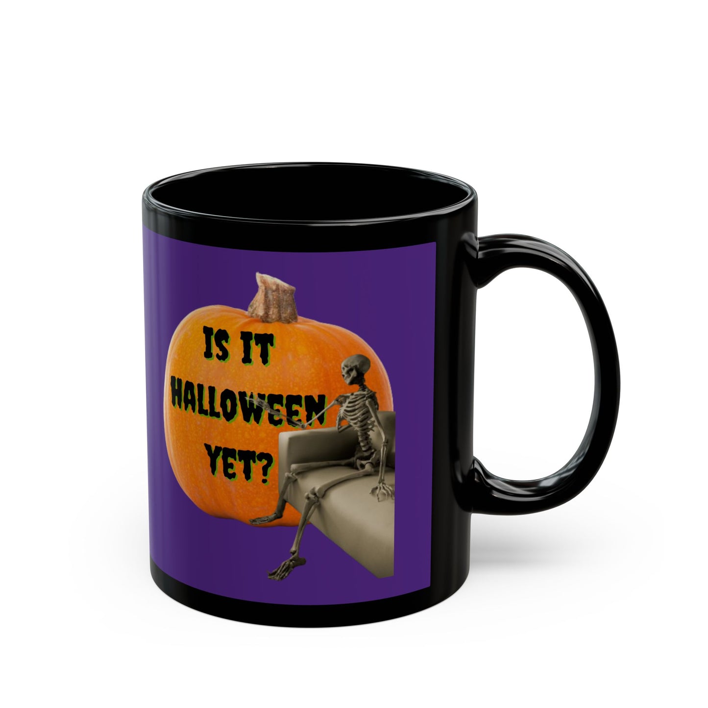 Is it Halloween yet? Skeleton's Giant Pumpkin Purple Mug by CreepyCrafts.boo