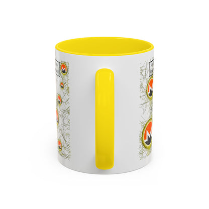 Monero (XMR) don't assume your freedoms are assured White Accent Mug by cypherpunkgear.com