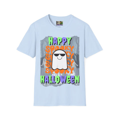 Spooky Happy Halloween Ghost Light colors Mixed font Unisex T-Shirt by CreepyCrafts.boo