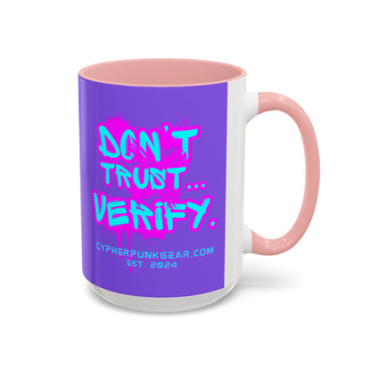 Don't Trust...Verify. Light Purple Accent Mug by cypherpunkgear.com