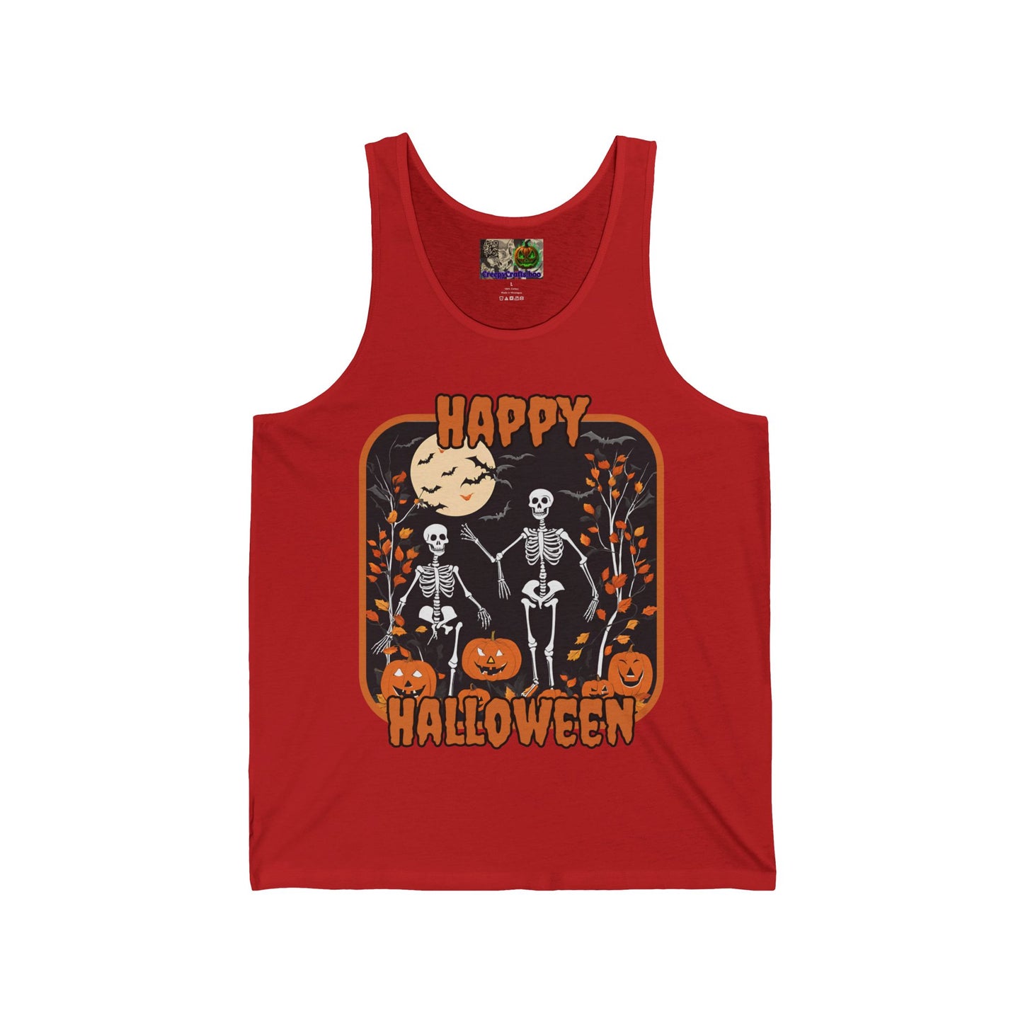 Spooktacular Skeletons of Halloween Unisex Jersey Tank Top by CreepyCrafts.boo