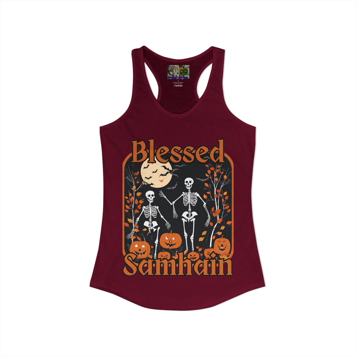Spooktacular Skeletons of Samhain Women's Racerback Tank Top by CreepyCrafts.boo
