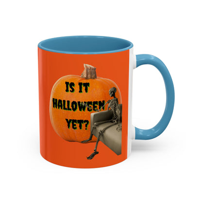 Is it Halloween yet? Skeleton's Giant Pumpkin Orange Accent Mug by CreepyCrafts.boo
