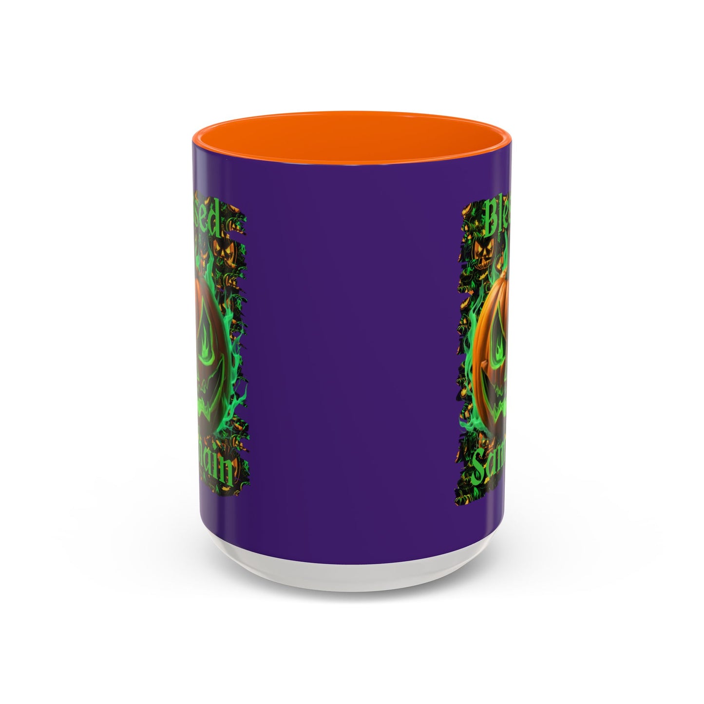 Blessed Samhain Green Jack Purple Accent Mug by CreepyCrafts.boo