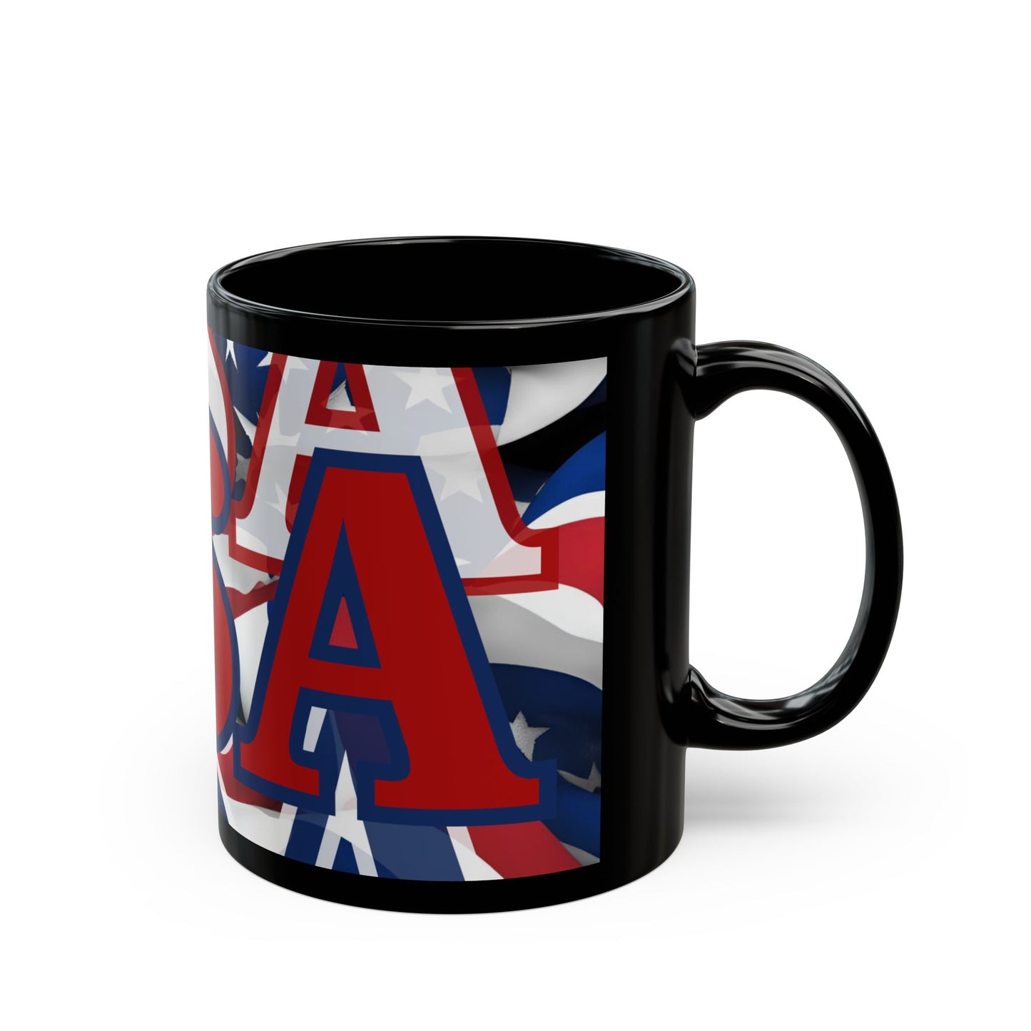 USA! USA! USA Red font Patriot Black Mug by cypherpunkgear.com