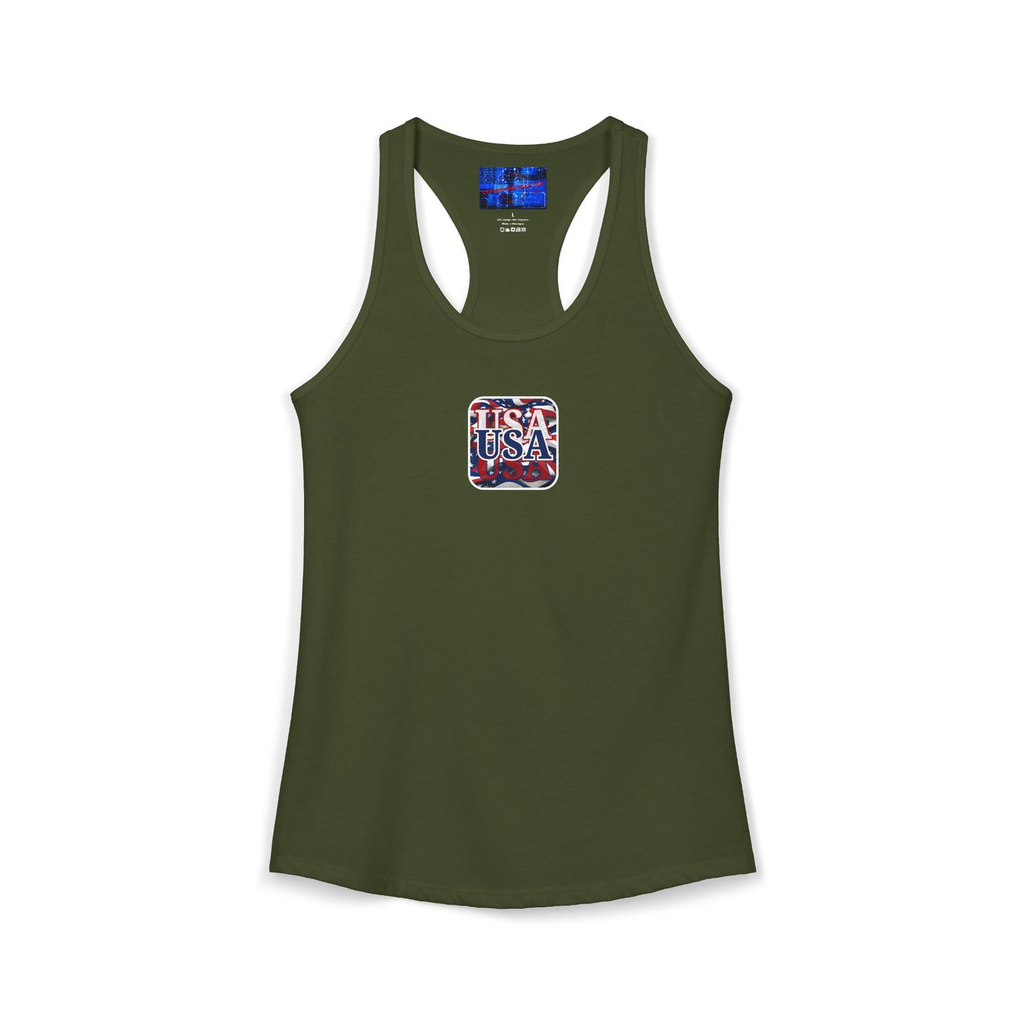 2-sided Red White and BLUE USA Patriot Women's Racerback Tank Top by cypherpunkgear.com