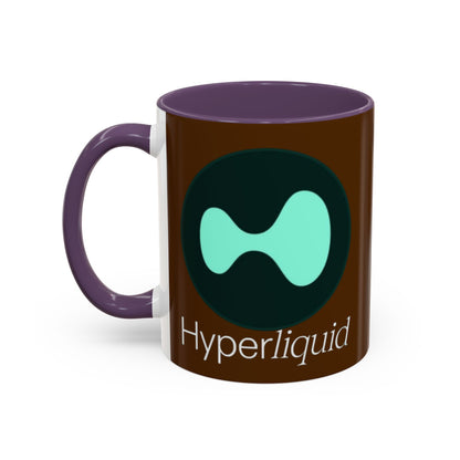 Hyperliquid White font Brown Accent Mug by cypherpunkgear.com