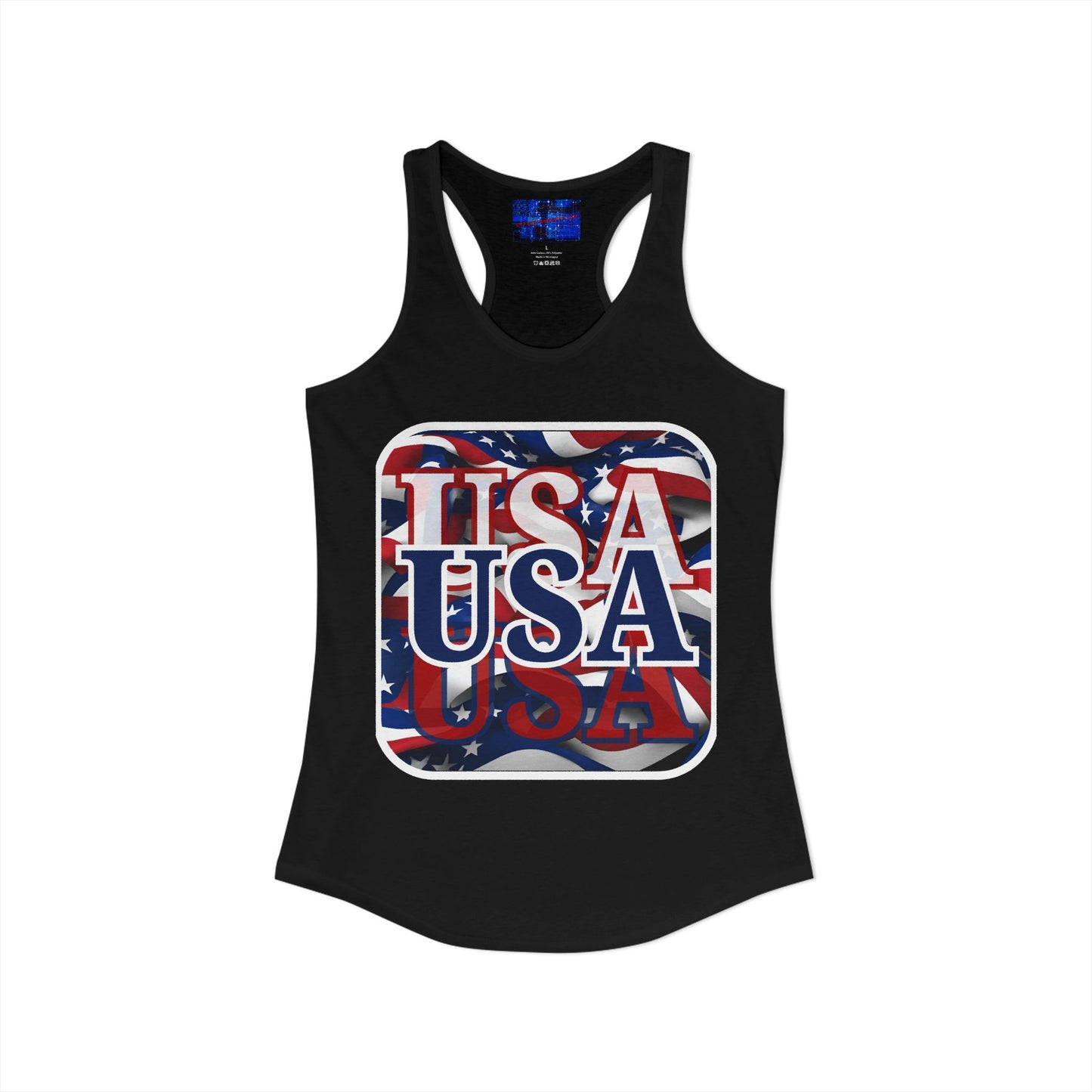 Red White and BLUE USA Patriot Women's Racerback Tank Top by cypherpunkgear.com