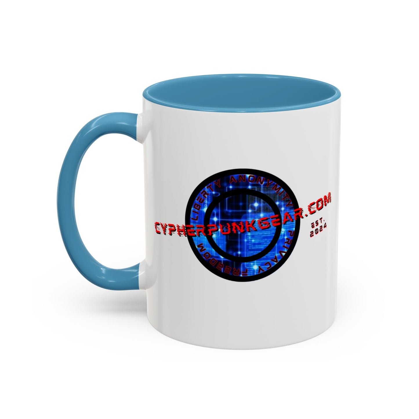 2-sided, cypherpunkgear.com Logo & Cityscape Accent Mug by cypherpunkgear.com