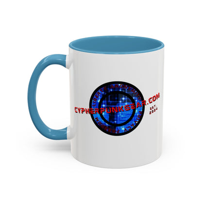 2-sided, cypherpunkgear.com Logo & Cityscape Accent Mug by cypherpunkgear.com