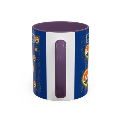 Monero (XMR) don't assume your freedoms are assured Blue Accent Mug by cypherpunkgear.com