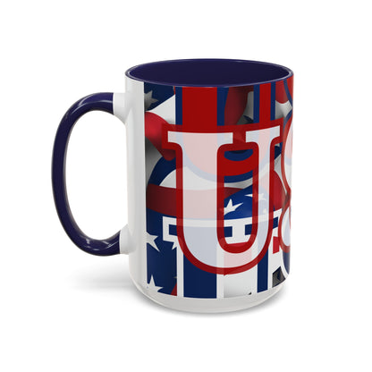 USA! USA! USA WHfont Patriot Accent Mug by cypherpunkgear