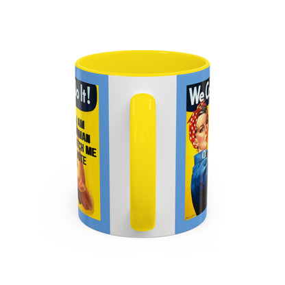 I Am Woman Watch Me Vote Rosie Light Blue Accent Mug by cypherpunkgear.com