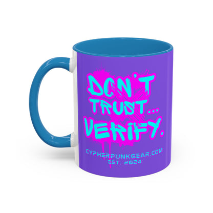 Don't Trust...Verify. Light Purple Accent Mug by cypherpunkgear.com