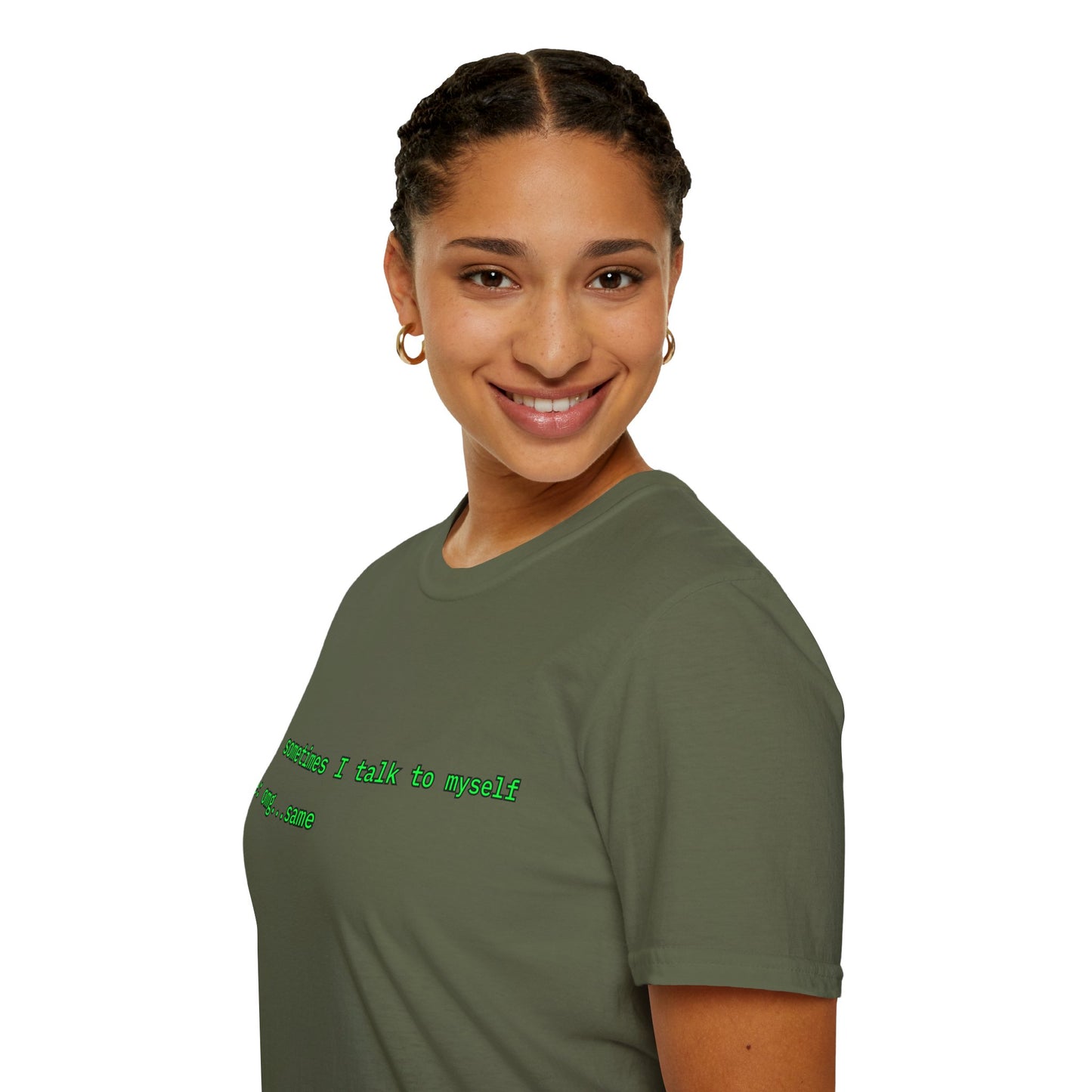 Sometimes I talk to myself - me: omg...same Dark colors Unisex T-Shirt by cypherpunkgear.com