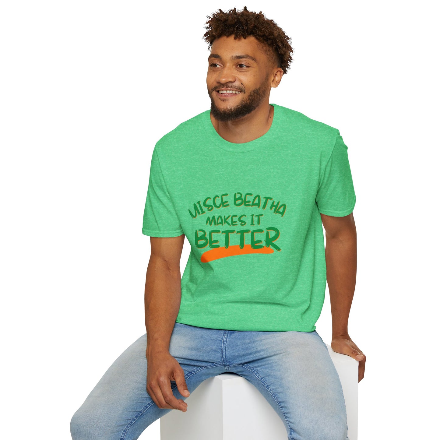 Uisce Beatha makes it better Green font Dark colors Unisex T-Shirt by cypherpunkgear.com