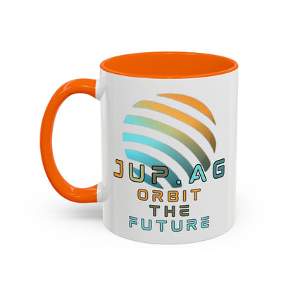 Jupiter (JUP) Orbit the Future White Accent Mug by cypherpunkgear.com
