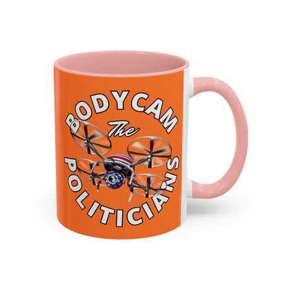 Bodycam the Politicians Drone Orange Accent Mug by cypherpunkgear.com