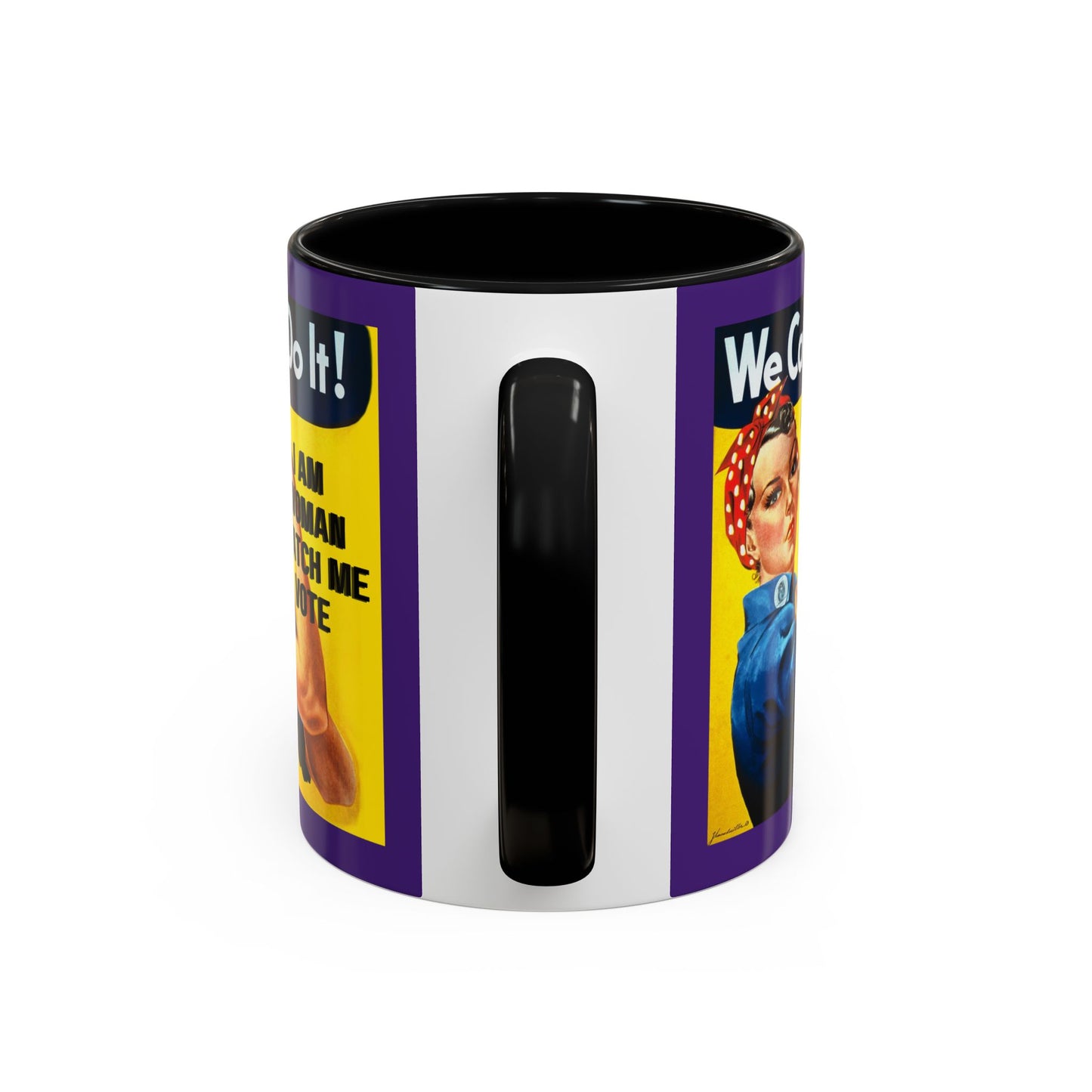 I Am Woman Watch Me Vote Rosie Purple Accent Mug by cypherpunkgear.com