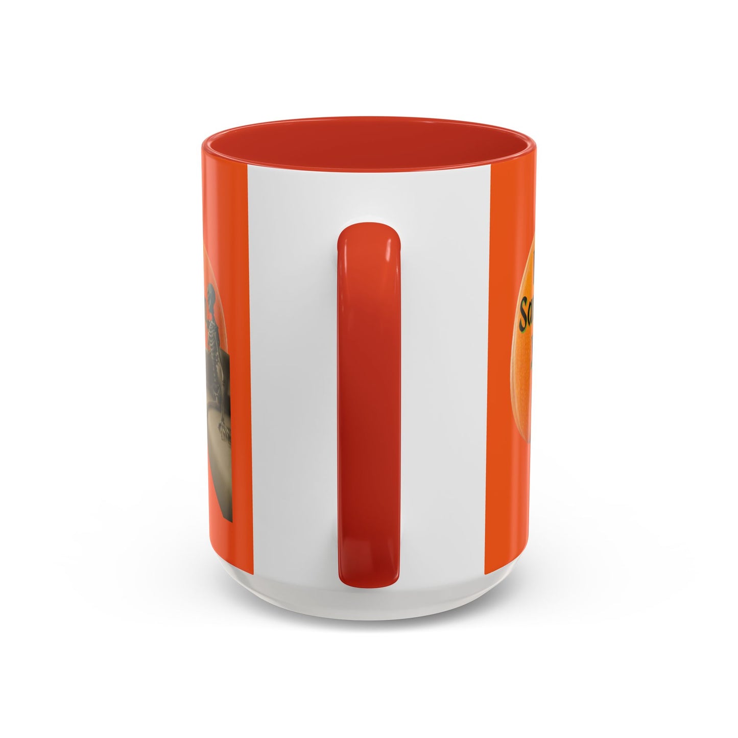Is It Samhain Yet? Skeleton's Giant Pumpkin Orange Accent Mug by CreepyCrafts.boo