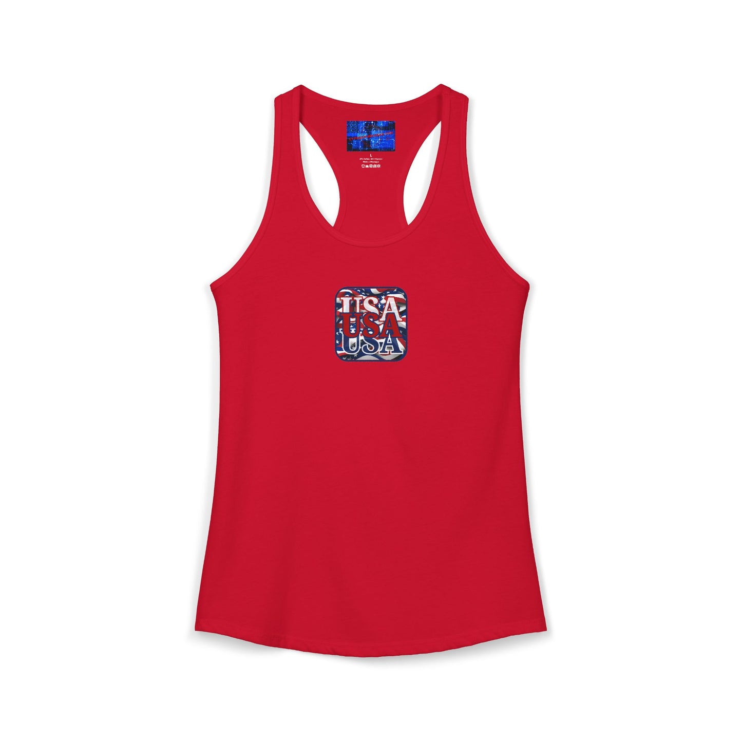 2-sided RED White and Blue USA Patriot Women's Racerback Tank Top by cypherpunkgear.com