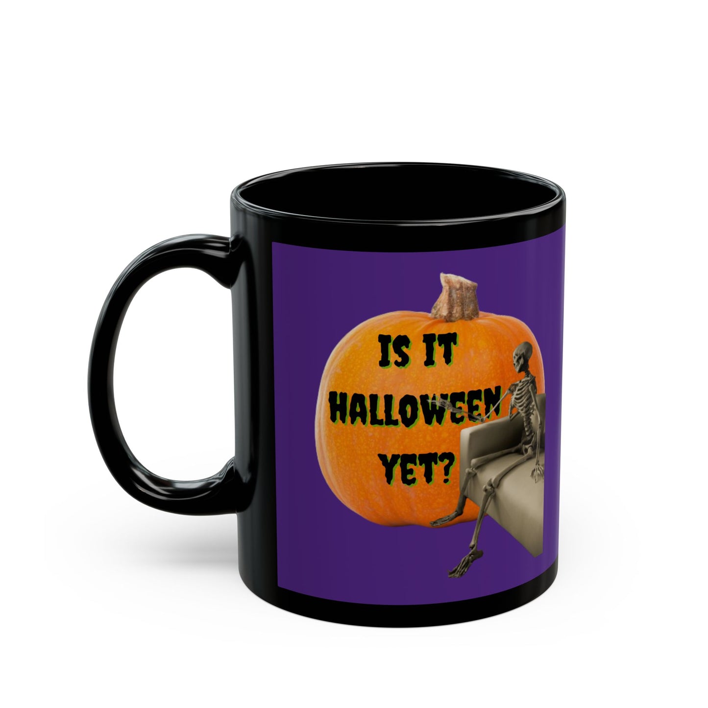 Is it Halloween yet? Skeleton's Giant Pumpkin Purple Mug by CreepyCrafts.boo