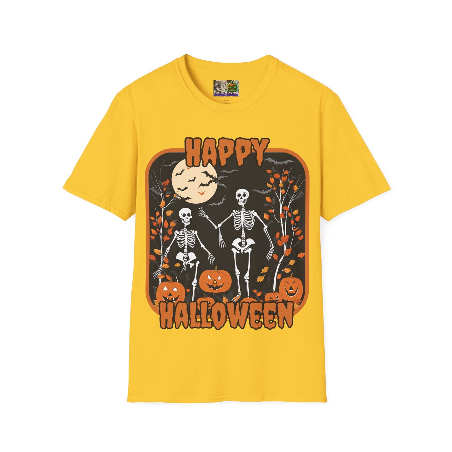 Spooktacular Skeletons of Halloween Light colors Unisex T-shirt by CreepyCrafts.boo