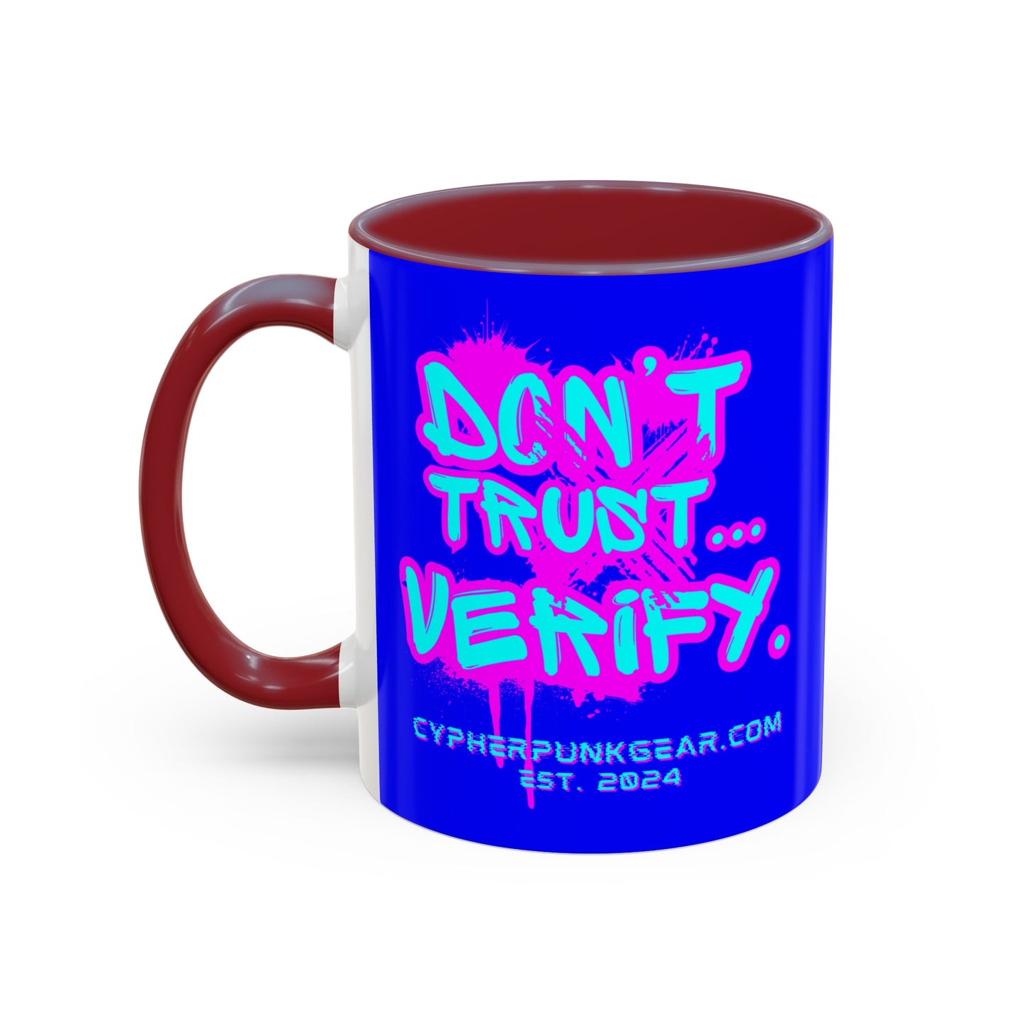 Don't Trust...Verify. Dark Blue Accent Mug by cypherpunkgear.com